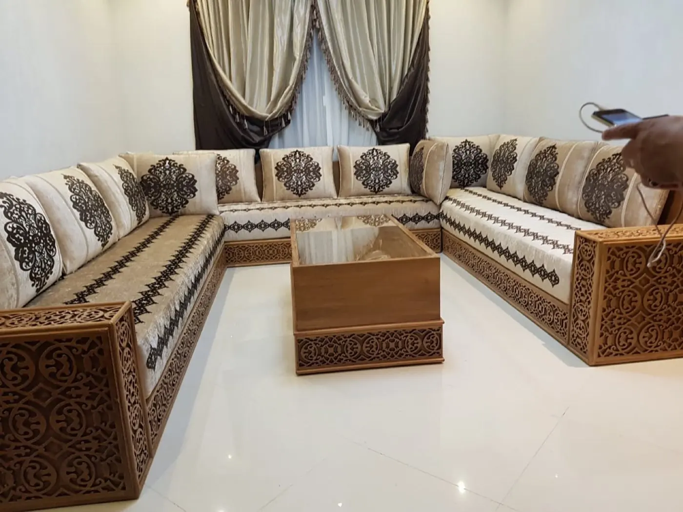 Customized majlis, sofa and bedroom furniture built and upholstered in Al Noor's Sharjah workshop — project 13