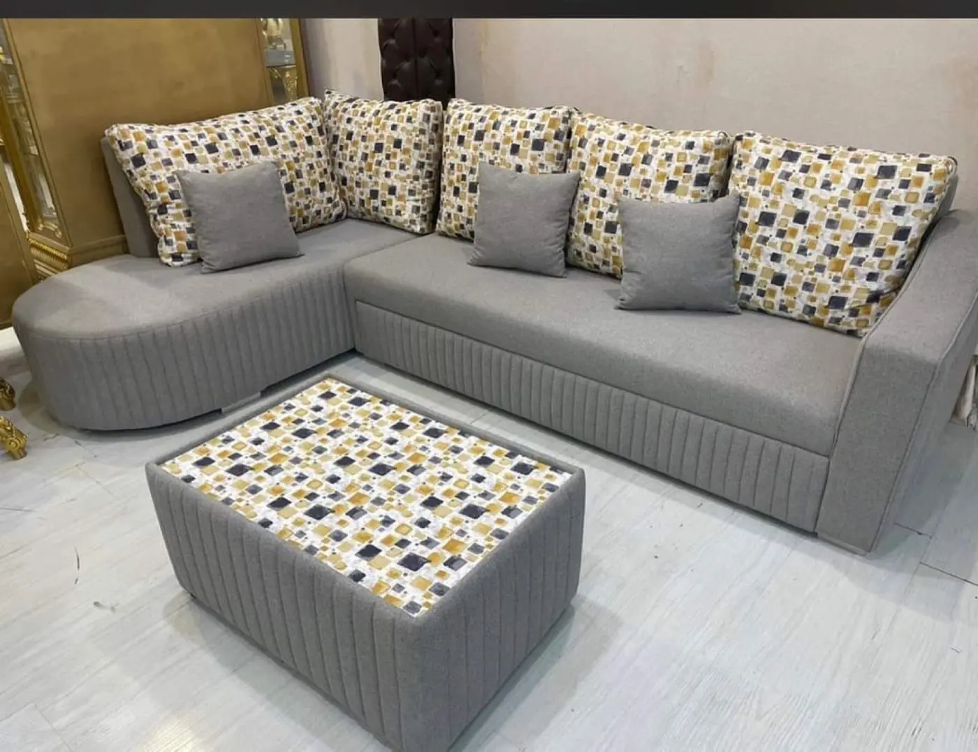 Customized majlis, sofa and bedroom furniture built and upholstered in Al Noor's Sharjah workshop — project 14