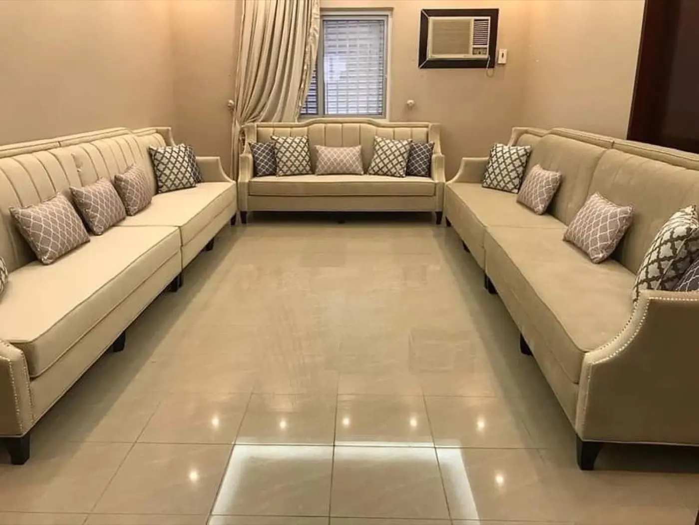 Customized majlis, sofa and bedroom furniture built and upholstered in Al Noor's Sharjah workshop — project 16